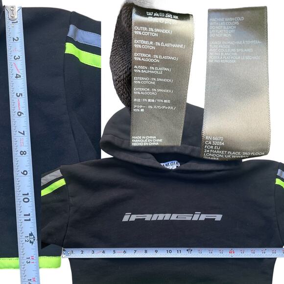 I.AM.GIA Mercury Striped Reflective Cropped Hoodie Sweatshirt Sz S - Picture 3 of 6